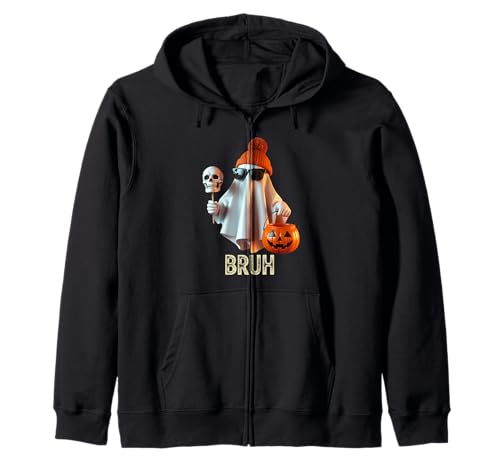 Lustiger Geist Spruch Bruh Halloween Meme Humor Frauen Männer Kapuzenjacke Lustiger Geist Spruch Bruh Halloween Meme Humor Frauen Männer Kapuzenjacke von Cool Spooky Costume Skeleton Pumpkin Trick Treat