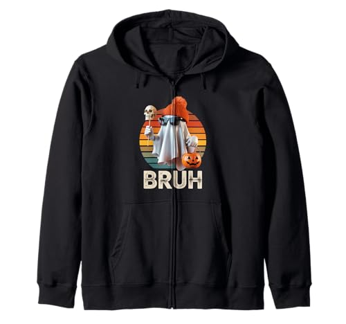 Lustiger Geist Spruch Bruh Halloween Meme Humor Frauen Männer Kapuzenjacke Lustiger Geist Spruch Bruh Halloween Meme Humor Frauen Männer Kapuzenjacke von Cool Spooky Costume Skeleton Pumpkin Trick Treat
