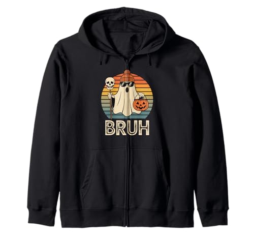 Lustiger Geist Spruch Bruh Halloween Meme Humor Frauen Männer Kapuzenjacke Lustiger Geist Spruch Bruh Halloween Meme Humor Frauen Männer Kapuzenjacke von Cool Spooky Costume Skeleton Pumpkin Trick Treat