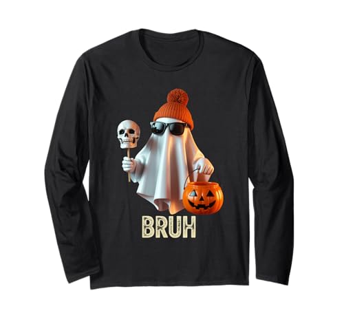 Lustiger Geist Spruch Bruh Halloween Meme Humor Frauen Männer Langarmshirt Lustiger Geist Spruch Bruh Halloween Meme Humor Frauen Männer Langarmshirt von Cool Spooky Costume Skeleton Pumpkin Trick Treat