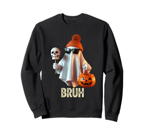 Lustiger Geist Spruch Bruh Halloween Meme Humor Frauen Männer Sweatshirt Lustiger Geist Spruch Bruh Halloween Meme Humor Frauen Männer Sweatshirt von Cool Spooky Costume Skeleton Pumpkin Trick Treat