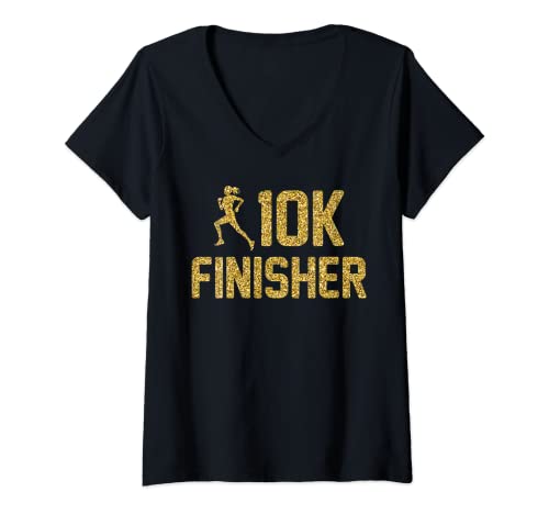 Damen Running - 10K Finisher - Jogging - Marathon - Runner - Jog T-Shirt mit V-Ausschnitt von Cool Sportsman - Sport - Leisure Stuff