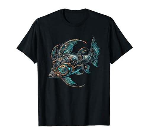 Vintage Steampunk Fisch Damen Herren Illustration T-Shirt Vintage Steampunk Fisch Damen Herren Illustration T-Shirt von Cool Steampunk Graphic Shirts