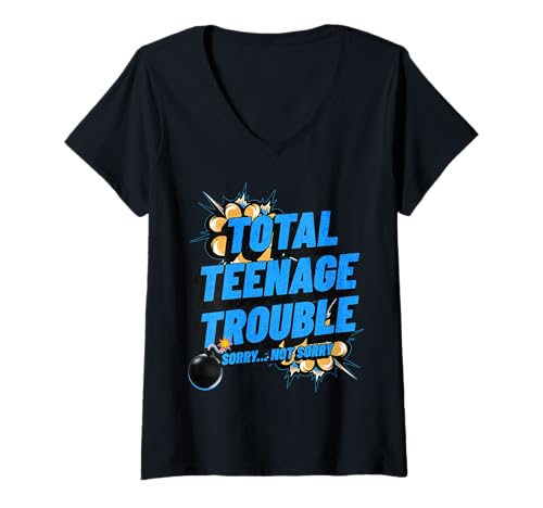 Damen Totale Probleme im Teenageralter Jungen und Mädchen Teenagerleben und Emotionen T-Shirt mit V-Ausschnitt Damen Totale Probleme im Teenageralter Jungen und Mädchen Teenagerleben und Emotionen T-Shirt mit V-Ausschnitt von Cool Teenage Attitude Fun Kid Stuff For Tweens