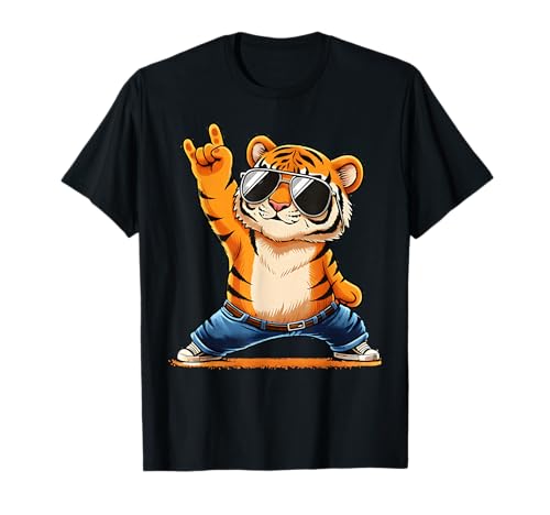 Retro Tiger Rock Hand Sonnenbrille Tier für Männer Kinder Frauen T-Shirt Retro Tiger Rock Hand Sonnenbrille Tier für Männer Kinder Frauen T-Shirt von Cool Tiger Rock Music Funny Animal