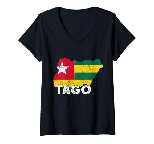 Damen Togo Flagge Karte Togolese Pride Togolese Roots Togolesische Flagge T-Shirt mit V-Ausschnitt von Cool Togolese Roots Togo
