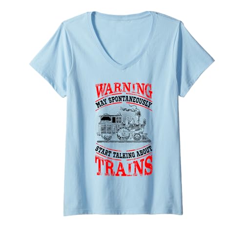 Damen Steam Trains Gifts Shirt May Start Talking About Trains T-Shirt mit V-Ausschnitt Damen Steam Trains Gifts Shirt May Start Talking About Trains T-Shirt mit V-Ausschnitt von Cool Train Tees
