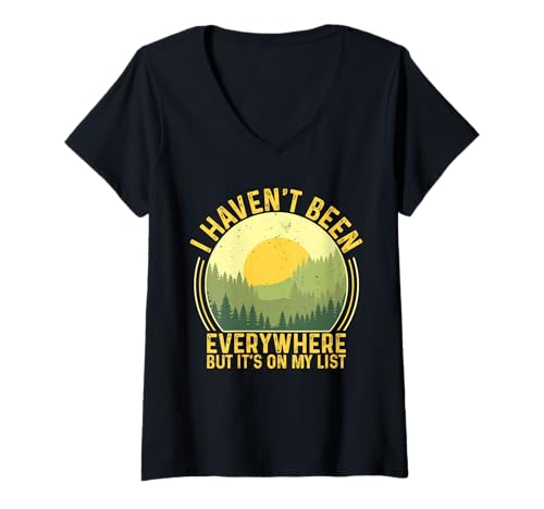 Damen Ich war Nicht überall, Aber es Steht auf meiner Liste T-Shirt mit V-Ausschnitt Damen Ich war Nicht überall, Aber es Steht auf meiner Liste T-Shirt mit V-Ausschnitt von Cool Trip Outdoor Tourist Vacation Partner