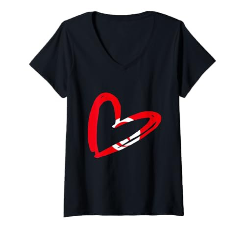 Damen Tunesien Tunesien Flagge Herz Tunesische Wurzeln Tunesien Stolz T-Shirt mit V-Ausschnitt Damen Tunesien Tunesien Flagge Herz Tunesische Wurzeln Tunesien Stolz T-Shirt mit V-Ausschnitt von Cool Tunisian Roots Tunisia