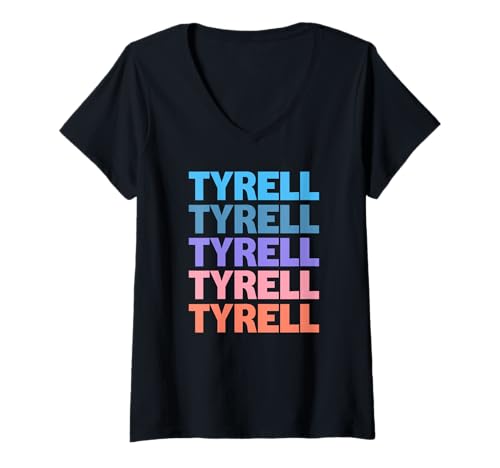 Damen Funny Modern Repeated Text Design Tyrell T-Shirt mit V-Ausschnitt Damen Funny Modern Repeated Text Design Tyrell T-Shirt mit V-Ausschnitt von Cool Tyrell Gift Ideas
