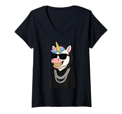 Damen Cooles Einhorn Jungen Mädchen Männer Frauen Kinder Erwachsene T-Shirt mit V-Ausschnitt Damen Cooles Einhorn Jungen Mädchen Männer Frauen Kinder Erwachsene T-Shirt mit V-Ausschnitt von Cool Unicorn Rainbow Shop