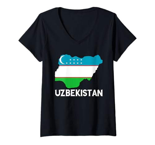 Damen Usbekische Flagge, usbekischer Stolz, usbekische Flagge, usbekische Wurzeln T-Shirt mit V-Ausschnitt Damen Usbekische Flagge, usbekischer Stolz, usbekische Flagge, usbekische Wurzeln T-Shirt mit V-Ausschnitt von Cool Uzbek Roots Uzbekistan