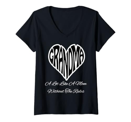Damen Oma Heart ist Einer Mutter sehr ähnlich, Keine Regeln T-Shirt mit V-Ausschnitt von Cool Vibe Grandma Breaks All The Rules