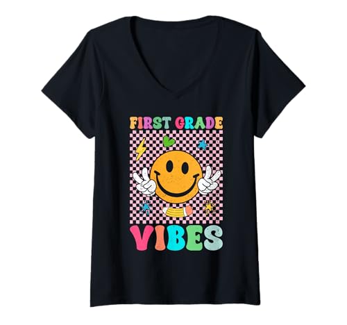 Damen Funny Back to School Vibes for Teachers and Students T-Shirt mit V-Ausschnitt von Cool Vibes Back to School Outfit Collection