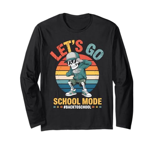 Funny Back to School Vibes Retro Skeleton School Mode Kids Langarmshirt von Cool Vibes Back to School Outfit Collection
