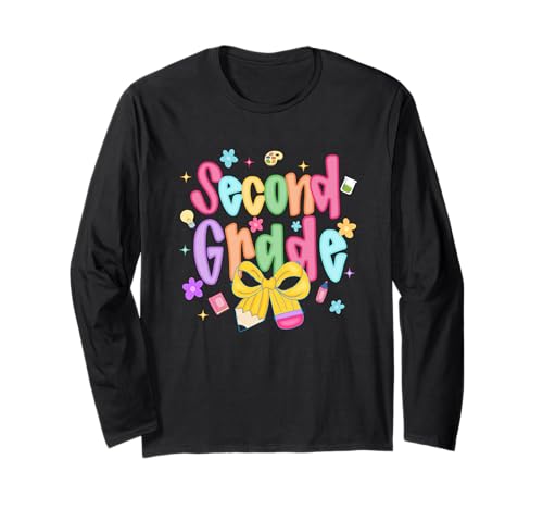Funny Back to School Vibes Second Grade Kids Teacher Langarmshirt Funny Back to School Vibes Second Grade Kids Teacher Langarmshirt von Cool Vibes Back to School Outfit Collection