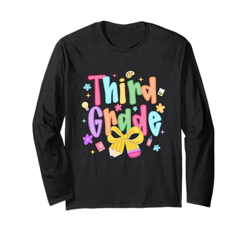 Funny Back to School Vibes for Third Grade Teacher Kids Langarmshirt Funny Back to School Vibes for Third Grade Teacher Kids Langarmshirt von Cool Vibes Back to School Outfit Collection