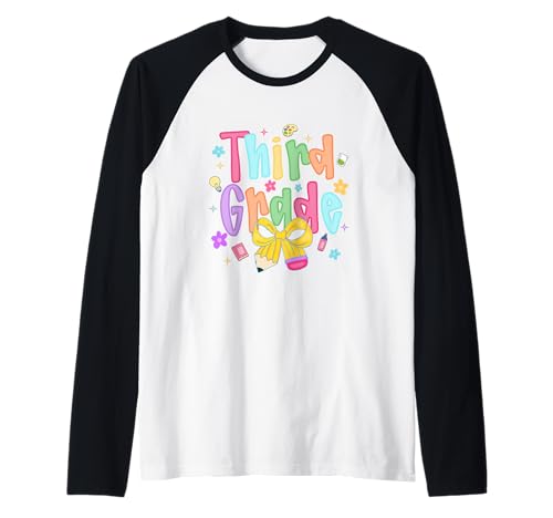 Funny Back to School Vibes for Third Grade Teacher Kids Raglan Funny Back to School Vibes for Third Grade Teacher Kids Raglan von Cool Vibes Back to School Outfit Collection