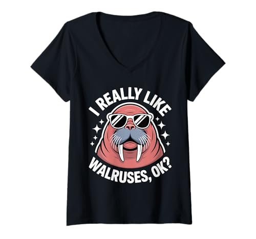 Damen Walrosse Geist Tiere Lustiges Walross T-Shirt mit V-Ausschnitt Damen Walrosse Geist Tiere Lustiges Walross T-Shirt mit V-Ausschnitt von Cool Walruses Fun Walrus Design