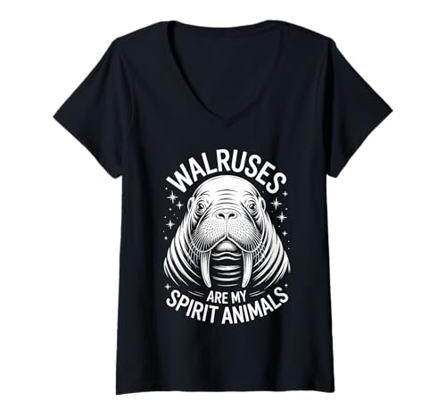 Damen Walrosse Geist Tiere Lustiges Walross T-Shirt mit V-Ausschnitt Damen Walrosse Geist Tiere Lustiges Walross T-Shirt mit V-Ausschnitt von Cool Walruses Funny Walrus Designs