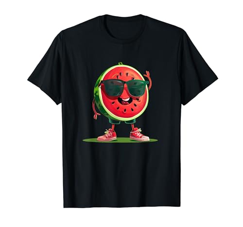 Lustige Melone mit Sonnenbrille für Jungen und Mädchen T-Shirt von Cool Watermelon with Sunglasses