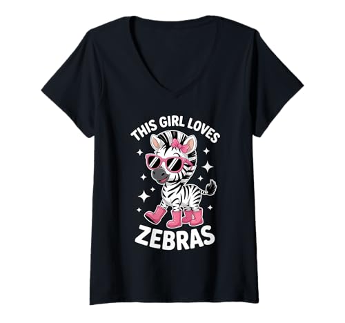 Damen Zebras Girl Lustiges Zebra T-Shirt mit V-Ausschnitt Damen Zebras Girl Lustiges Zebra T-Shirt mit V-Ausschnitt von Cool Zebra Funny Zebras Girl Designs