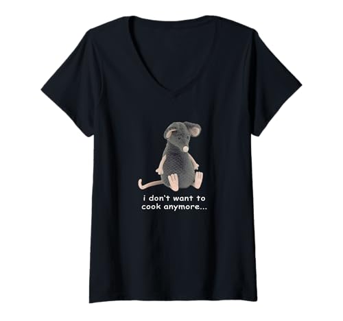 Damen I Don't Want to Cook Anymore Lustiges trauriges Ratten-Meme T-Shirt mit V-Ausschnitt Damen I Don't Want to Cook Anymore Lustiges trauriges Ratten-Meme T-Shirt mit V-Ausschnitt von Cool and Good