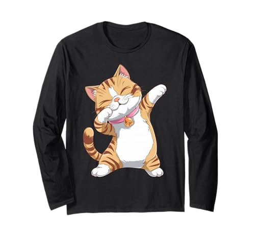 Dabbing Cat Design - Funky Dab Dance Cat für Frauen Langarmshirt von Cool and Quirky Cat Lover Apparel Co.