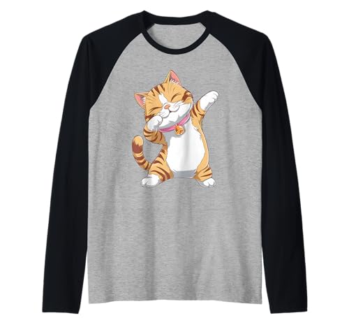 Dabbing Cat Design - Funky Dab Dance Cat für Frauen Raglan von Cool and Quirky Cat Lover Apparel Co.