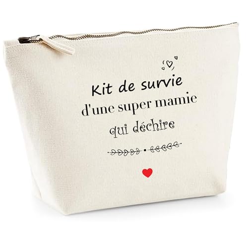 Federmäppchen, Survival-Set, Motiv "Super Mamie", die reißt, natur, 13X12,5X6cm, Bohemian von Cool and The Bag