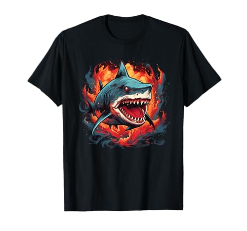 Cooler brennender Hai mit Flammen für große Jungen und Mädchen T-Shirt von Cool burning Shark with Flames