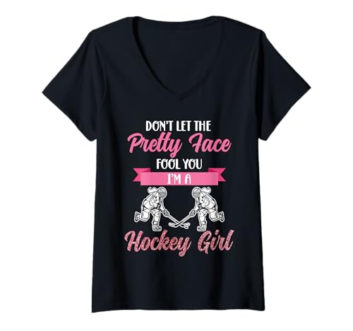 Damen Eishockey Mädchen Feldhockey Frauen Spruch T-Shirt mit V-Ausschnitt Damen Eishockey Mädchen Feldhockey Frauen Spruch T-Shirt mit V-Ausschnitt von Cool field hockey saying team