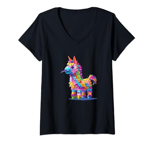 Damen Süßigkeiten Pinata mit Früchten für Ostern und Geburtstagsfeiern T-Shirt mit V-Ausschnitt Damen Süßigkeiten Pinata mit Früchten für Ostern und Geburtstagsfeiern T-Shirt mit V-Ausschnitt von Cool pinata outfit