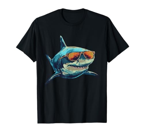 Lustiges Hai mit Sonnenbrille Kostüm für Jungen und Mädchen T-Shirt von Cool sunglasses shark