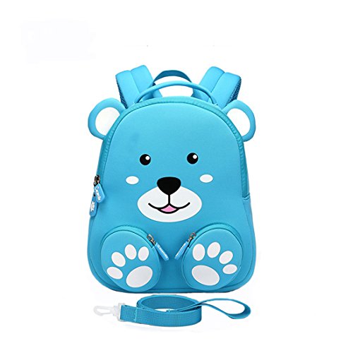 Cool&D Baby Rucksack Kindergarten Rucksack Cartoon Muster Schultasche Anti-verloren Rucksack für Jungen und Mädchen 1-6 Jahre (Blau Bär 20 * 11 * 24cm) von Cool&D