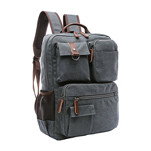 Cool&D Canvas Rucksack Schultertasche Vintage Canvas Tasche Schulrucksack Freizeit Rucksack für Damen und Herren mit 14 Zoll Laptopfach von Cool&D