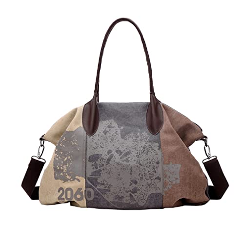 Cool&D Damen Mädchen Handtasche Umhängetasche Canvas Shopper Tasche Vintage Leinwand Tasche Große Kapazität von Cool&D