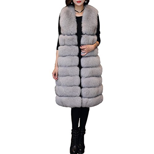 Cool&D Damen Weste Kunstpelz Weste Pelz Jacke Warm ärmellos Felljacke Winterjacke(Grau,L) von Cool&D