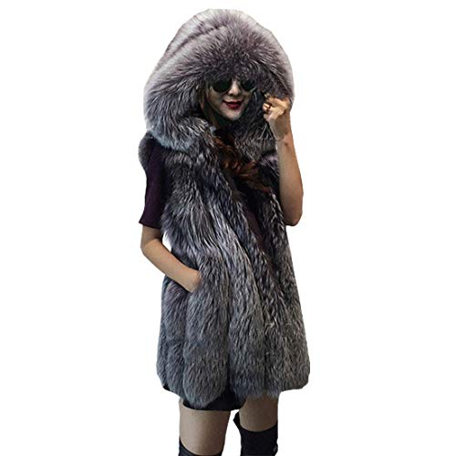 Cool&D Damen Weste Kunstpelz Weste Pelz Jacke Warm ärmellos Felljacke Winterjacke(Grau,M) von Cool&D