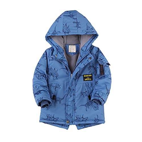 Cool&D Jungen Winterjacke Kinder Wintermantel Steppjacke Baumwollgefuetterte Jacke mit Kapuze(Blau,100-110cm) von Cool&D