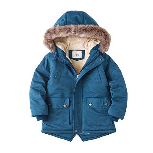 Cool&D Jungen Winterjacke Kinder Wintermantel Steppjacke Baumwollgefuetterte Jacke mit Kapuze(Blau,130-140cm) von Cool&D