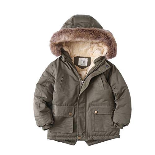 Cool&D Jungen Winterjacke Kinder Wintermantel Steppjacke Baumwollgefuetterte Jacke mit Kapuze(Grün,100-110cm von Cool&D