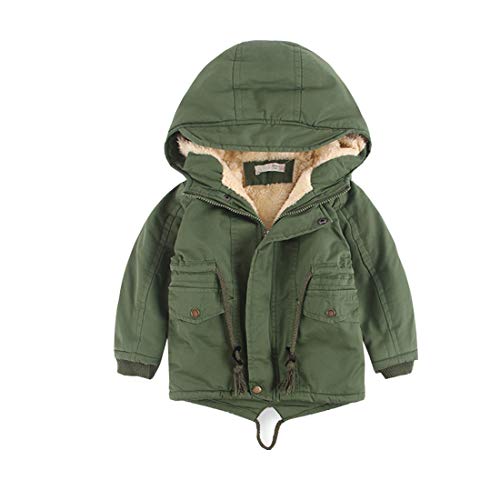 Cool&D Jungen Winterjacke Kinder Wintermantel Steppjacke Baumwollgefuetterte Jacke mit Kapuze(Grün,90-100cm) von Cool&D