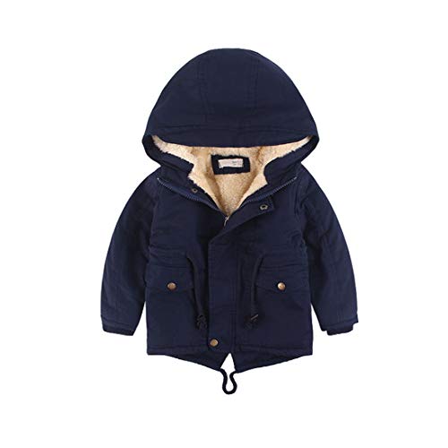 Cool&D Jungen Winterjacke Kinder Wintermantel Steppjacke Baumwollgefuetterte Jacke mit Kapuze(Navy,100-110cm) von Cool&D