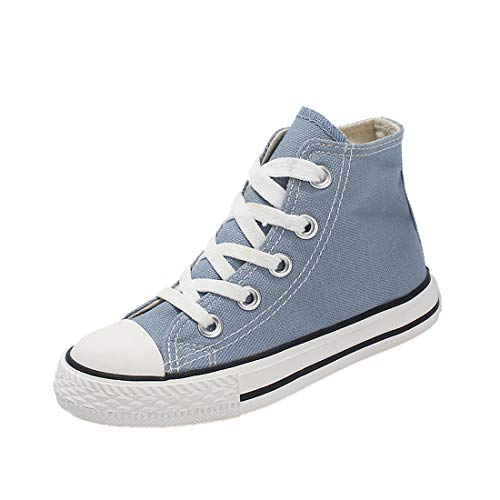 Cool&D Kinder Canvas Sneaker Segeltuchschuhe Unisex Leinwand Sportlich Schuhe High-Top Sportschuhe EU 20 bis 34.5 Schwarz Beige von Cool&D
