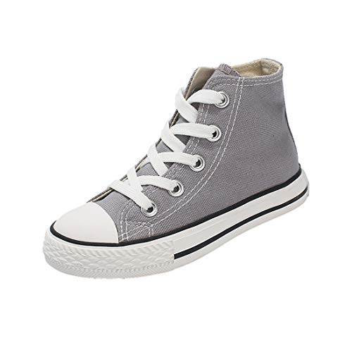 Cool&D Kinder Canvas Sneaker Segeltuchschuhe Unisex Leinwand Sportlich Schuhe High-Top Sportschuhe EU 20 bis 34.5 Schwarz Beige von Cool&D