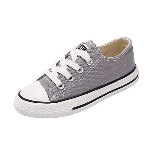 Cool&D Kinder Canvas Sneaker Segeltuchschuhe Unisex Leinwand Sportlich Schuhe Low-Top Sportschuhe(Grau,EU22) von Cool&D