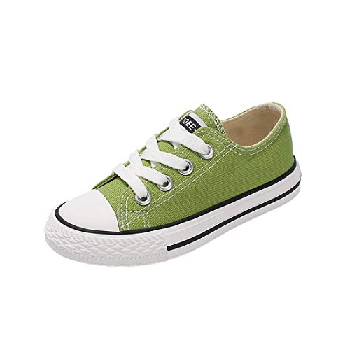 Cool&D Kinder Canvas Sneaker Segeltuchschuhe Unisex Leinwand Sportlich Schuhe Low-Top Sportschuhe(Grün,EU26(Etikett27) von Cool&D