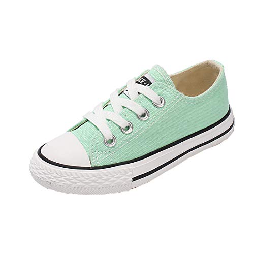 Cool&D Kinder Canvas Sneaker Segeltuchschuhe Unisex Leinwand Sportlich Schuhe Low-Top Sportschuhe(Grün,EU30(Etikett32) von Cool&D