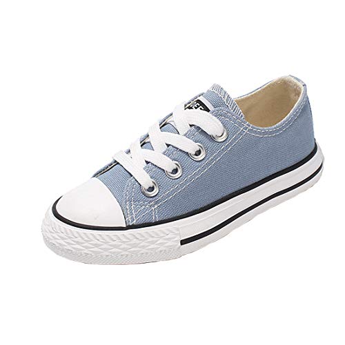 Cool&D Kinder Canvas Sneaker Segeltuchschuhe Unisex Leinwand Sportlich Schuhe Low-Top Sportschuhe(Hellblau,EU23) von Cool&D